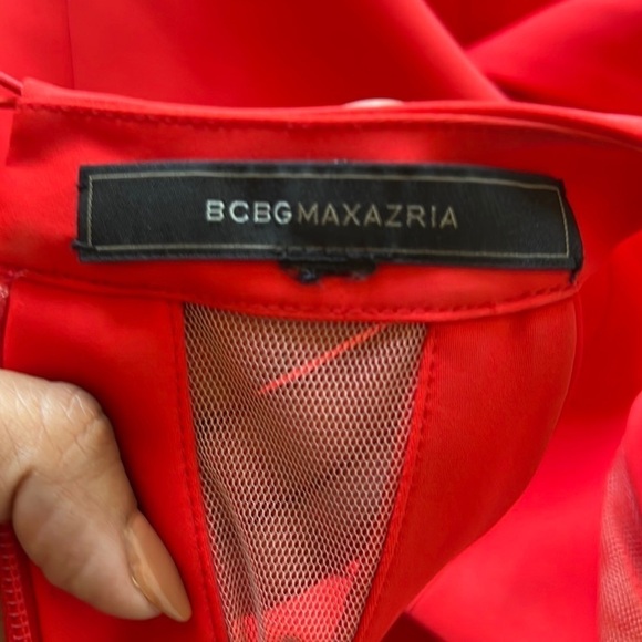 BCBGMAXAZRIA Halter Mesh Red Mini Dress - Picture 8 of 10